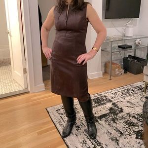 Midi Dresses | Elie Tahari Womens Dart Zip Vegan Suede Dress Espresso